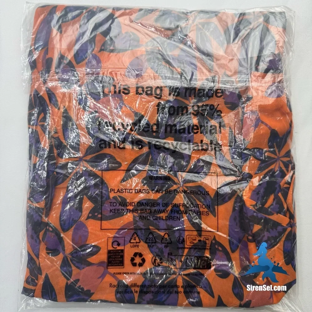 1109 NWT PrettyLittleThing Plus Orange Print Beach Flares – Size 16